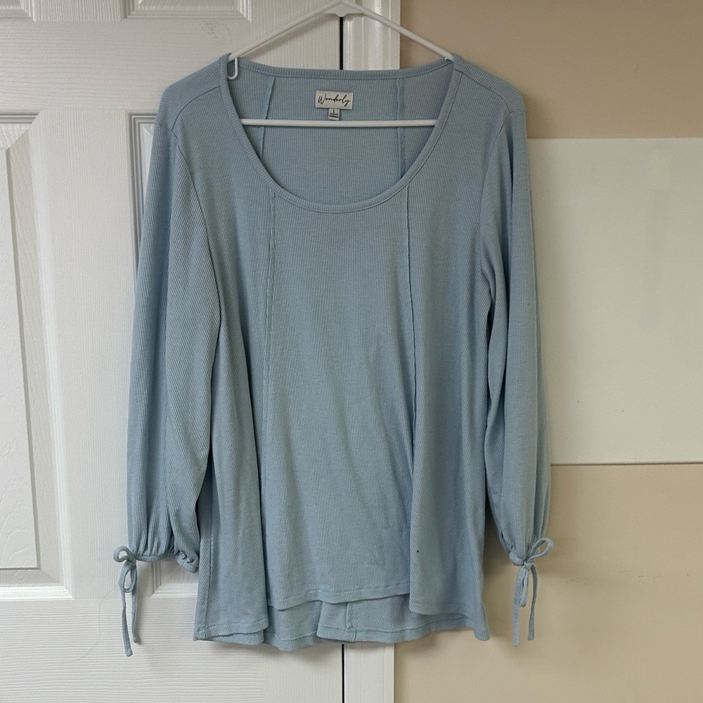 Wonderly Women's Light Blue Long Sleeve Blouse